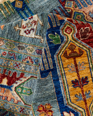 Bohemian Tribal Wool Hand Knotted Gray Area Rug 9' 2" x 12' 0"