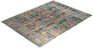 Bohemian Tribal Wool Hand Knotted Gray Area Rug 9' 2" x 12' 0"