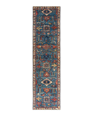 Traditional Serapi Wool Hand Knotted Light Blue Area Rug 2' 6" x 9' 9"