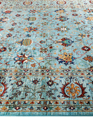 Bohemian Tribal Wool Hand Knotted Light Blue Area Rug 8' 9" x 12' 0"