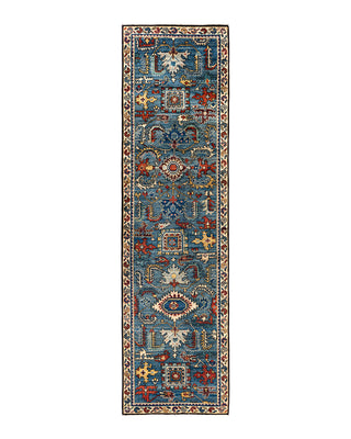 Traditional Serapi Wool Hand Knotted Light Blue Area Rug 2' 7" x 9' 8"