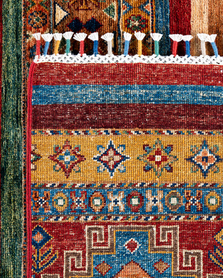 Bohemian Tribal Wool Hand Knotted Red Area Rug 9' 1" x 12' 1"