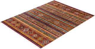 Bohemian Tribal Wool Hand Knotted Red Area Rug 9' 1" x 12' 1"