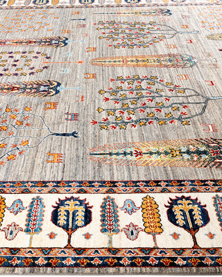 Bohemian Tribal Wool Hand Knotted Brown Area Rug 9' 0" x 11' 9"