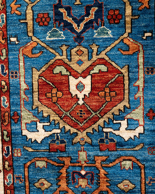 Traditional Serapi Wool Hand Knotted Light Blue Area Rug 2' 9" x 8' 2"