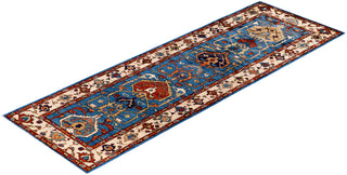 Traditional Serapi Wool Hand Knotted Light Blue Area Rug 2' 9" x 8' 2"