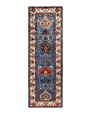 Traditional Serapi Wool Hand Knotted Light Blue Area Rug 2' 9" x 8' 2"