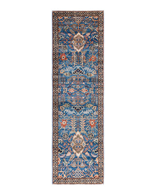 Traditional Serapi Wool Hand Knotted Light Blue Area Rug 2' 5" x 8' 6"