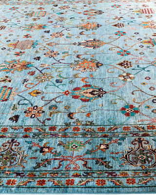 Bohemian Tribal Wool Hand Knotted Light Blue Area Rug 9' 0" x 11' 10"