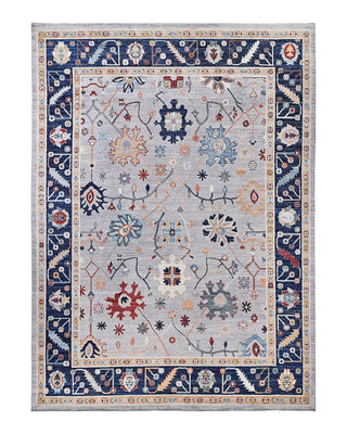 Traditional Oushak Wool Hand Knotted Light Gray Area Rug 8' 8" x 11' 11"