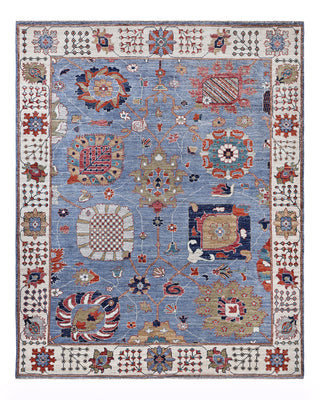 Traditional Oushak Wool Hand Knotted Light Blue Area Rug 8' 0" x 9' 10"