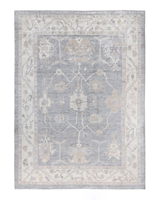 Traditional Oushak Wool Hand Knotted Gray Area Rug 9' 0" x 12' 3"