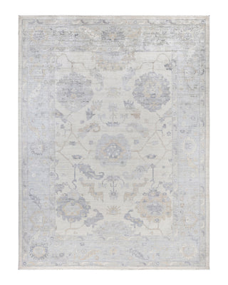 Traditional Oushak Wool Hand Knotted Ivory Area Rug 8' 10" x 11' 9"