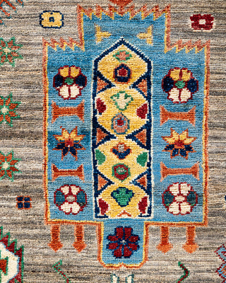 Bohemian Tribal Wool Hand Knotted Brown Area Rug 9' 1" x 11' 8"