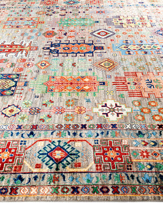 Bohemian Tribal Wool Hand Knotted Brown Area Rug 9' 1" x 11' 8"