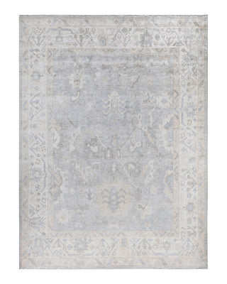 Traditional Oushak Wool Hand Knotted Light Gray Area Rug 8' 9" x 11' 10"