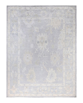 Traditional Oushak Wool Hand Knotted Light Gray Area Rug 9' 0" x 11' 9"