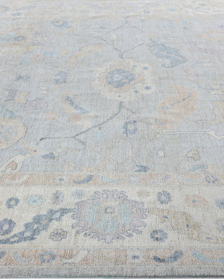 Traditional Oushak Wool Hand Knotted Light Blue Area Rug 7' 11" x 9' 8"