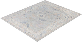 Traditional Oushak Wool Hand Knotted Light Blue Area Rug 7' 11" x 9' 8"