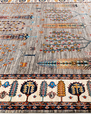 Bohemian Tribal Wool Hand Knotted Brown Area Rug 9' 2" x 12' 3"