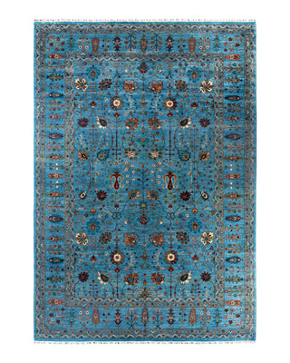 Bohemian Tribal Wool Hand Knotted Light Blue Area Rug 8' 11" x 12' 10"