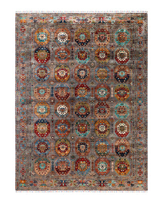 Bohemian Tribal Wool Hand Knotted Gray Area Rug 9' 2" x 12' 2"