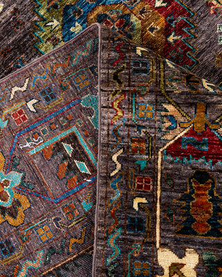 Bohemian Tribal Wool Hand Knotted Brown Area Rug 9' 1" x 12' 6"