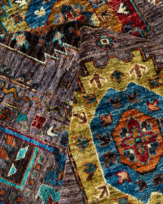 Bohemian Tribal Wool Hand Knotted Brown Area Rug 9' 1" x 12' 6"