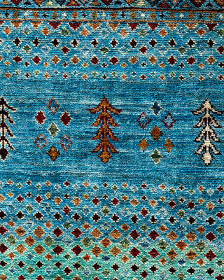 Bohemian Tribal Wool Hand Knotted Light Blue Area Rug 9' 1" x 12' 7"