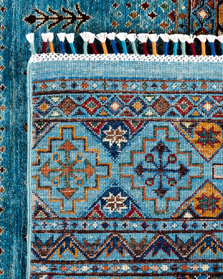 Bohemian Tribal Wool Hand Knotted Light Blue Area Rug 9' 1" x 12' 7"