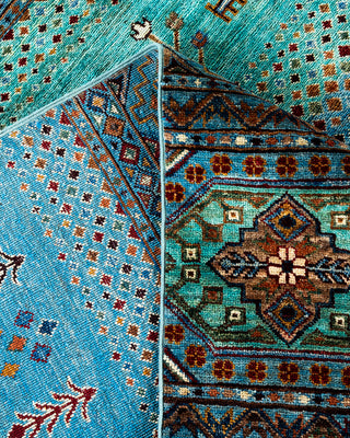 Bohemian Tribal Wool Hand Knotted Light Blue Area Rug 9' 1" x 12' 7"