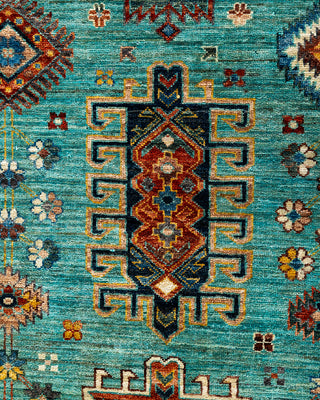 Bohemian Tribal Wool Hand Knotted Green Area Rug 9' 2" x 12' 3"