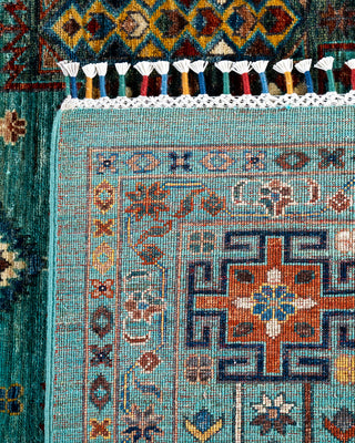 Bohemian Tribal Wool Hand Knotted Green Area Rug 9' 2" x 12' 3"