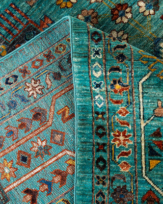 Bohemian Tribal Wool Hand Knotted Green Area Rug 9' 2" x 12' 3"