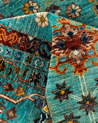 Bohemian Tribal Wool Hand Knotted Green Area Rug 9' 2" x 12' 3"
