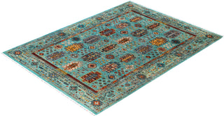 Bohemian Tribal Wool Hand Knotted Green Area Rug 9' 2" x 12' 3"
