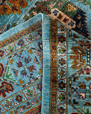Bohemian Tribal Wool Hand Knotted Light Blue Area Rug 8' 9" x 12' 0"