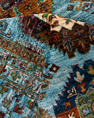 Bohemian Tribal Wool Hand Knotted Light Blue Area Rug 8' 9" x 12' 0"