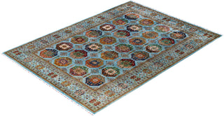 Bohemian Tribal Wool Hand Knotted Light Blue Area Rug 8' 9" x 12' 0"