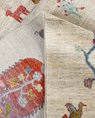 Bohemian Tribal Wool Hand Knotted Ivory Area Rug 8' 8" x 11' 8"
