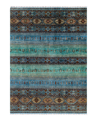 Bohemian Tribal Wool Hand Knotted Light Blue Area Rug 8' 8" x 12' 1"