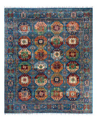 Bohemian Tribal Wool Hand Knotted Blue Area Rug 8' 2" x 9' 6"