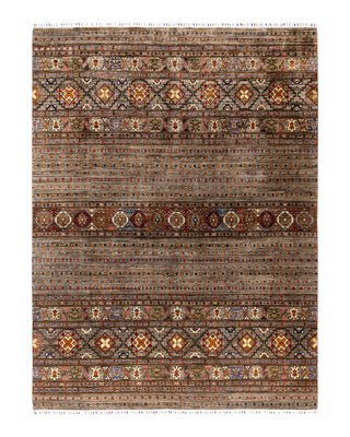 Bohemian Tribal Wool Hand Knotted Brown Area Rug 8' 11" x 11' 10"