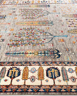 Bohemian Tribal Wool Hand Knotted Gray Area Rug 8' 4" x 9' 8"