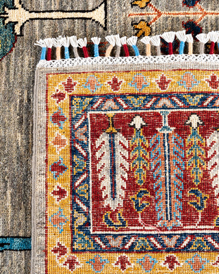 Bohemian Tribal Wool Hand Knotted Gray Area Rug 8' 4" x 9' 8"