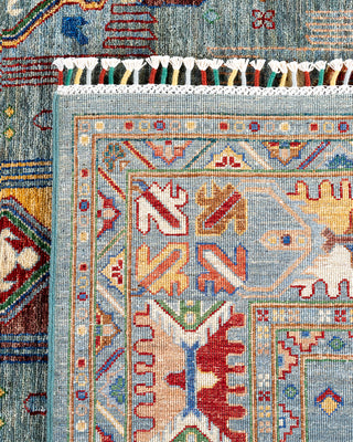 Bohemian Tribal Wool Hand Knotted Light Blue Area Rug 8' 4" x 9' 8"
