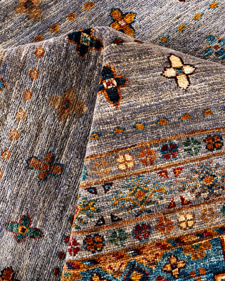 Bohemian Tribal Wool Hand Knotted Gray Area Rug 8' 9" x 12' 5"
