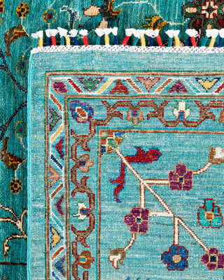 Bohemian Tribal Wool Hand Knotted Green Area Rug 8' 1" x 9' 8"