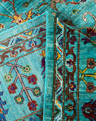 Bohemian Tribal Wool Hand Knotted Green Area Rug 8' 1" x 9' 8"