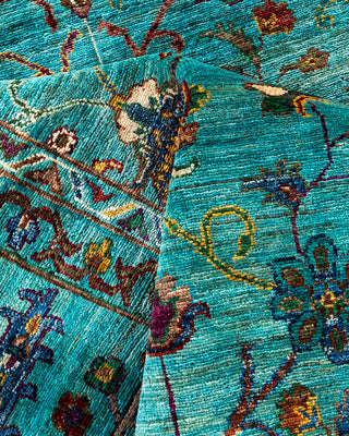 Bohemian Tribal Wool Hand Knotted Green Area Rug 8' 1" x 9' 8"